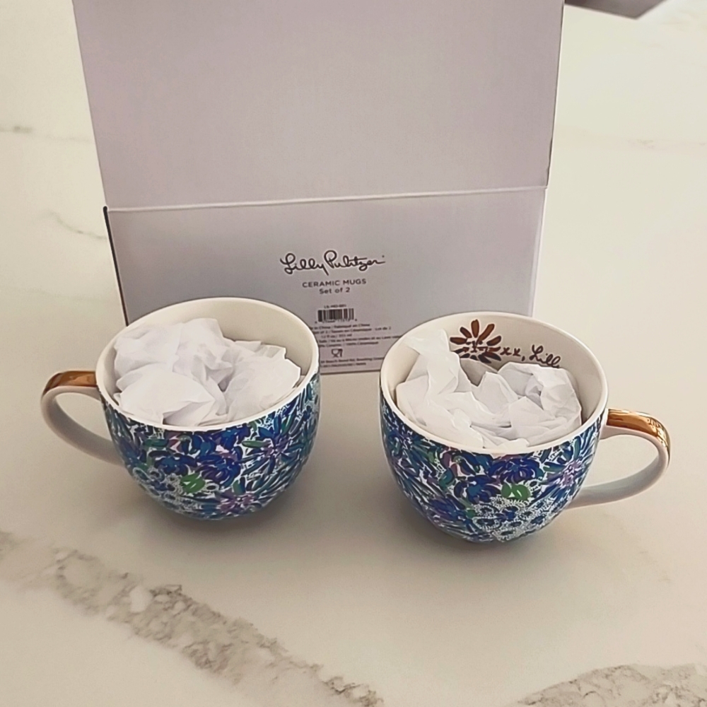 NEW LILLY PULITZER Ceramic Mugs Set of 2